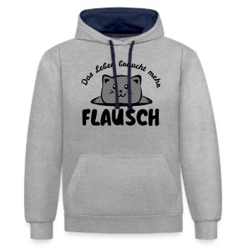 Das Leben braucht mehr Flausch - Kontrast-Hoodie - Grau meliert/Navy - Vorne - Liana (172cm) & Jaron (178cm)