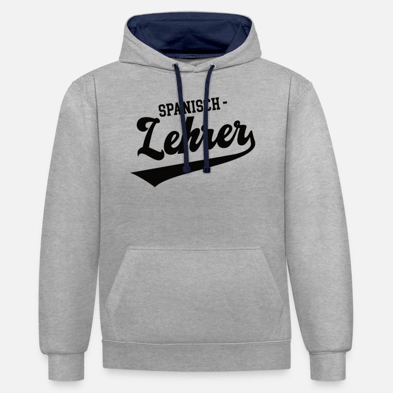 Spanisch Lehrer Schule Spanischlehrer Spanish - Kontrast-Hoodie - Grau meliert/Navy