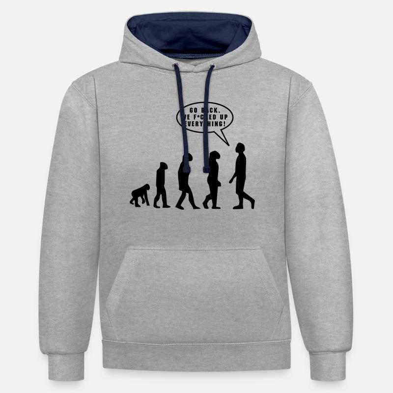 Evolution - Sweat à capuche contrasté - gris chiné/bleu marine