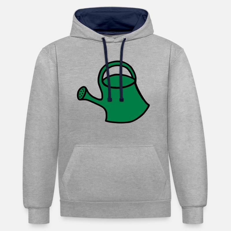 Arrosage - arrosoir - V2 - Sweat à capuche contrasté - gris chiné/bleu marine