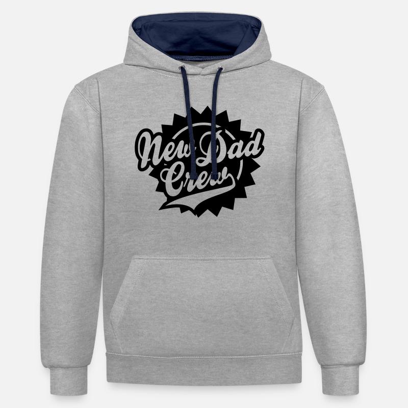 Nouveau papa Crew Shield design - Sweat à capuche contrasté - gris chiné/bleu marine
