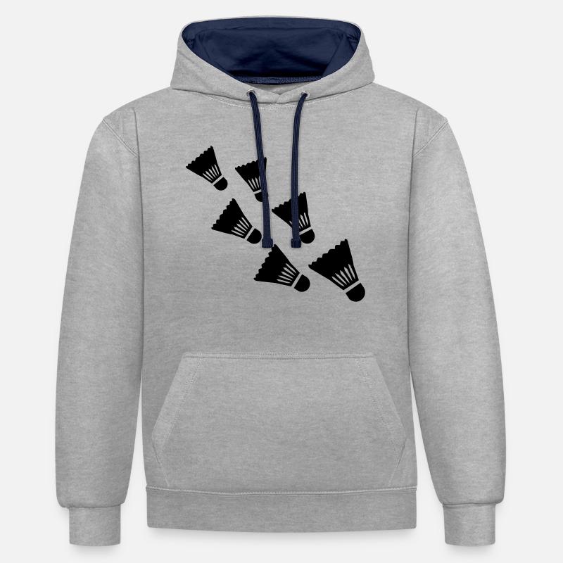 Badminton - Sweat à capuche contrasté - gris chiné/bleu marine