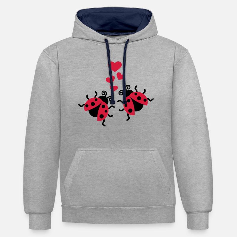 Coccinelle - Sweat à capuche contrasté - gris chiné/bleu marine