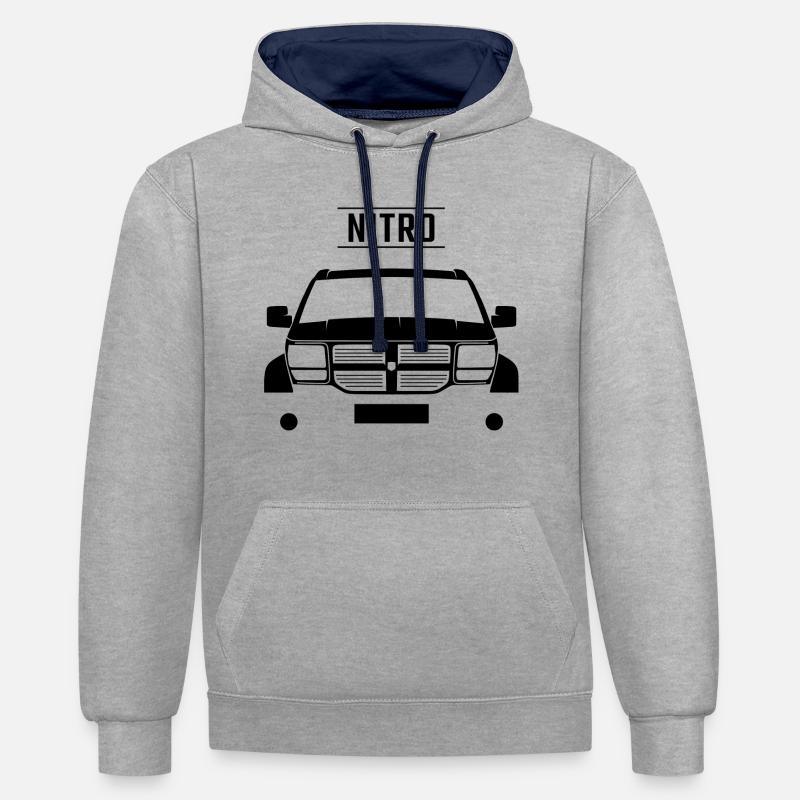Conception Dodge Nitro - Sweat à capuche contrasté - gris chiné/bleu marine