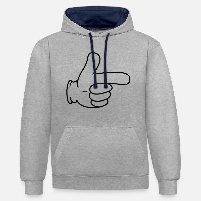 Main index - Sweat à capuche contrasté - gris chiné/bleu marine
