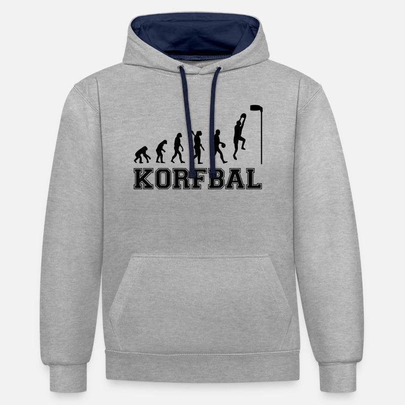 évolution korfball2 0 - Sweat à capuche contrasté - gris chiné/bleu marine
