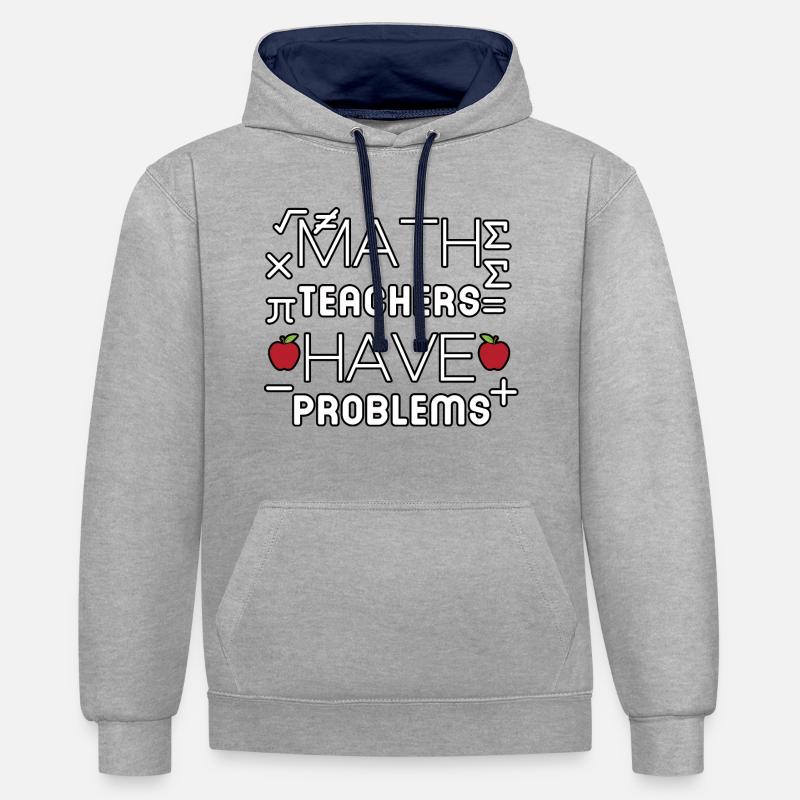 math teachers have problems - Contrast hoodie - heather grey/navy