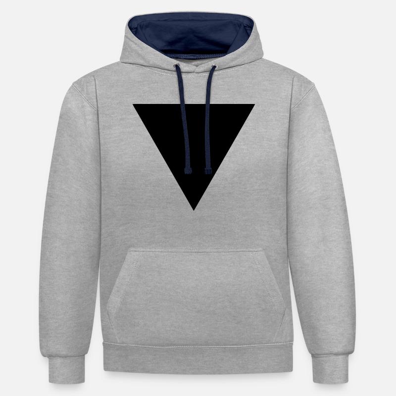 triangle - Sweat à capuche contrasté - gris chiné/bleu marine