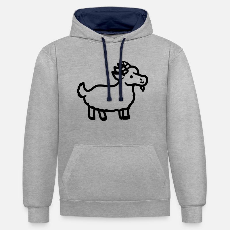 Chèvre - Line - Sweat à capuche contrasté - gris chiné/bleu marine