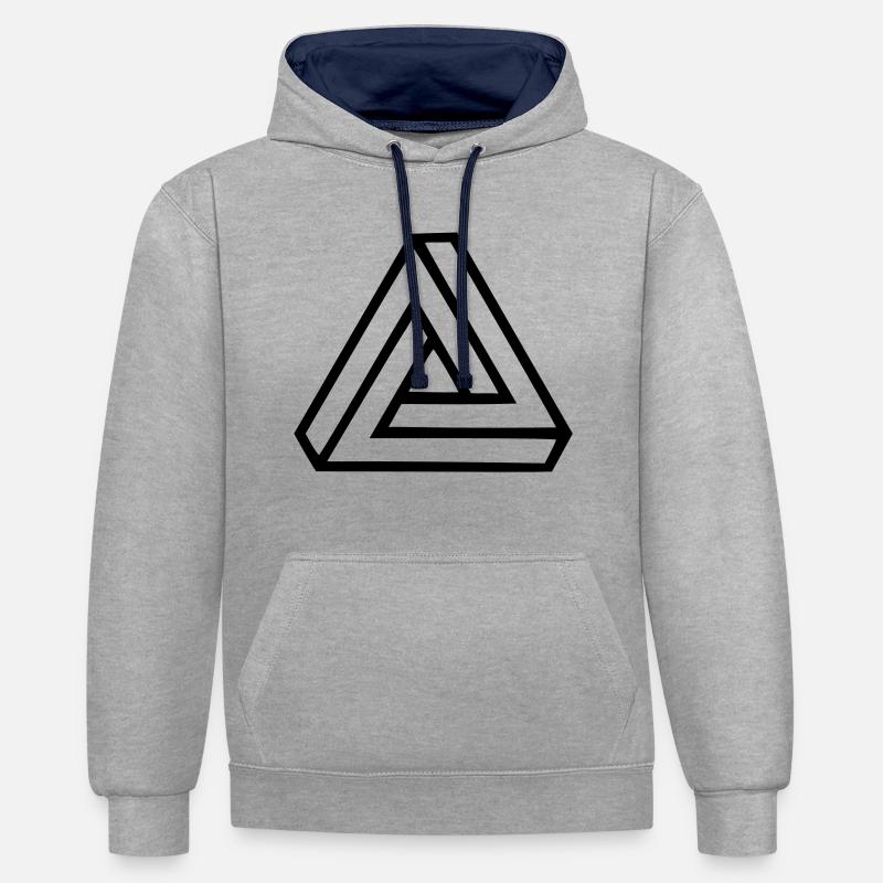 Triangle Illusion - Sweat à capuche contrasté - gris chiné/bleu marine