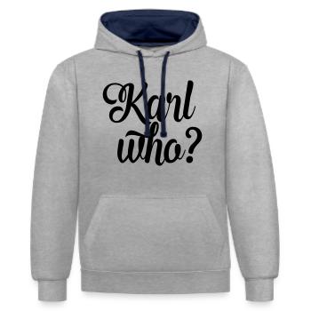 Karl who ? - Sweat à capuche contrasté - gris chiné/bleu marine - Devant - Liana (172cm) & Jaron (178cm)