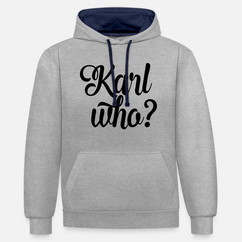 Karl who ? - Sweat à capuche contrasté - gris chiné/bleu marine