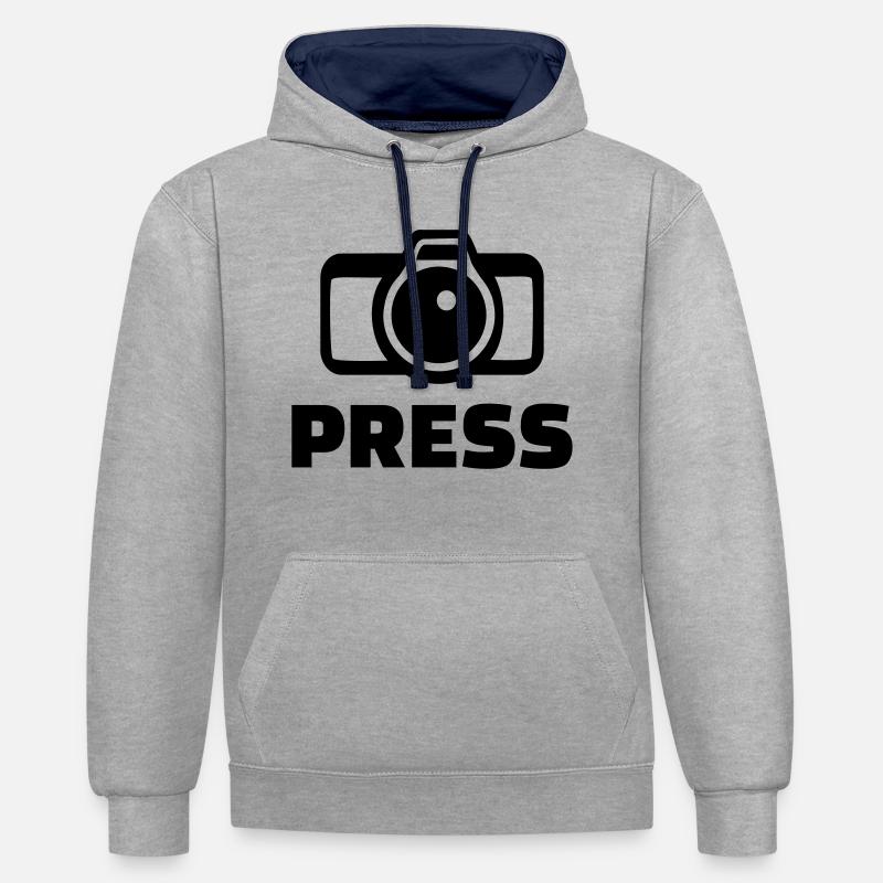 Press - Sweat à capuche contrasté - gris chiné/bleu marine