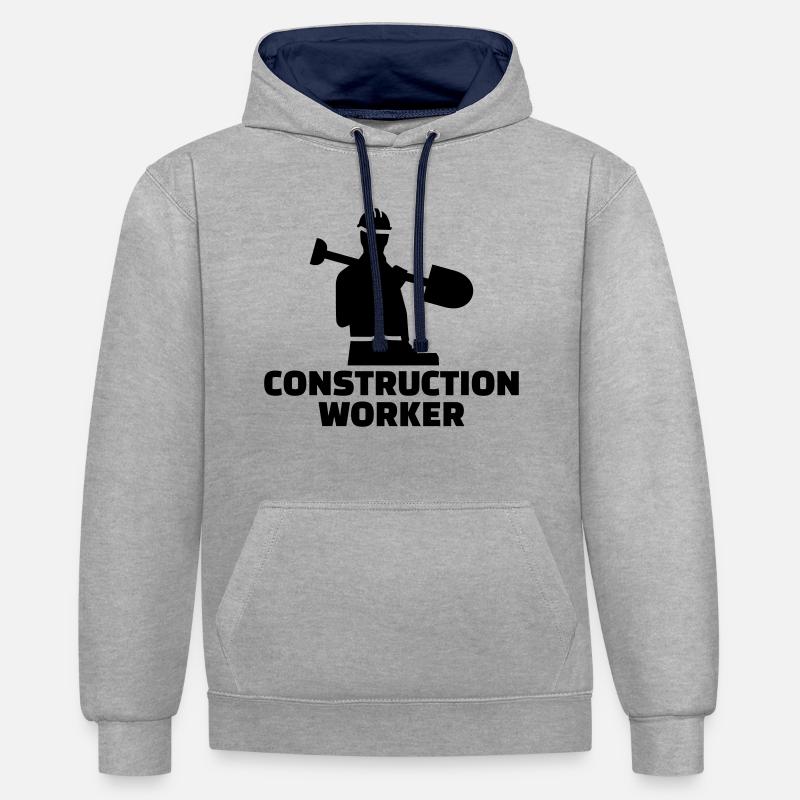 Construction worker - Sweat à capuche contrasté - gris chiné/bleu marine