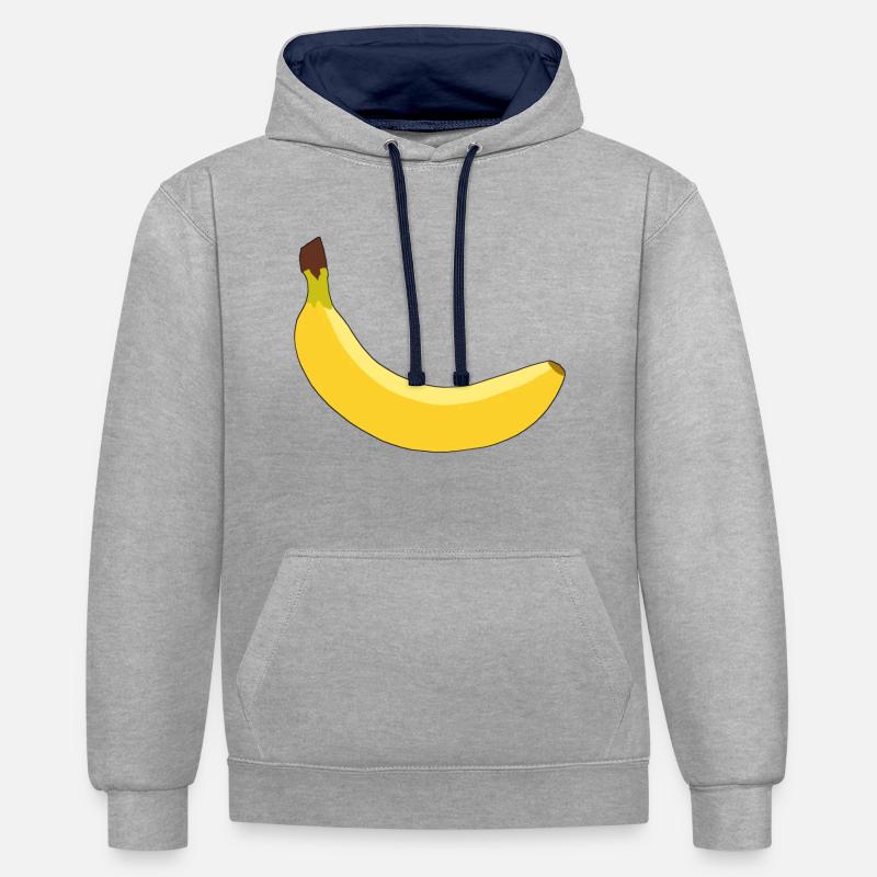 Banane Banane Idée cadeau - Sweat à capuche contrasté - gris chiné/bleu marine