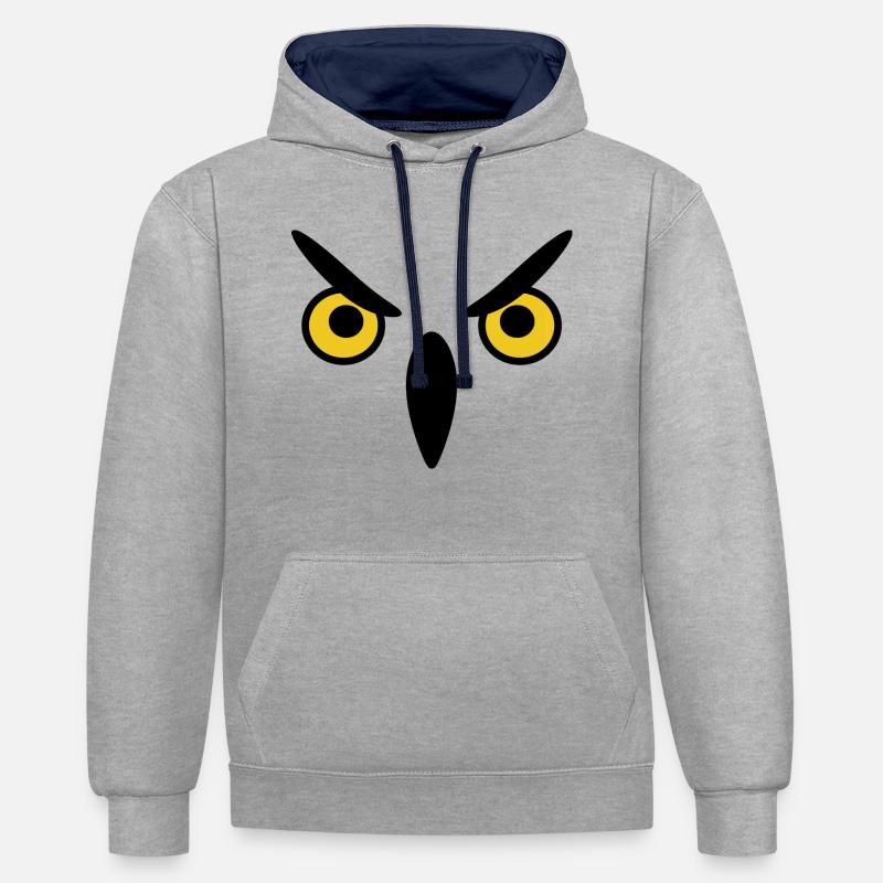 Eule eule eule - Kontrast-Hoodie - Grau meliert/Navy