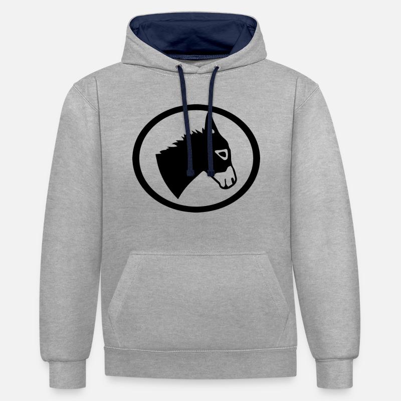 Esel d’âne - Sweat à capuche contrasté - gris chiné/bleu marine