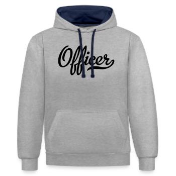 Officier - Sweat à capuche contrasté - gris chiné/bleu marine - Devant - Liana (172cm) & Jaron (178cm)