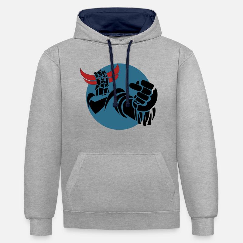 acta 01 - Sweat à capuche contrasté - gris chiné/bleu marine
