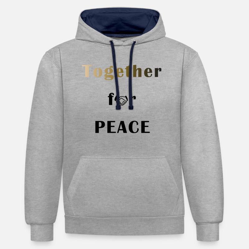 Ensemble pour la PAIX - Sweat à capuche contrasté - gris chiné/bleu marine