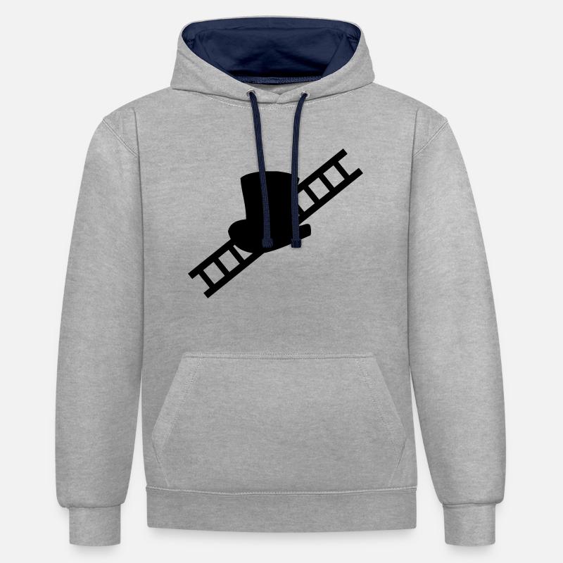 ramoneur - Sweat à capuche contrasté - gris chiné/bleu marine