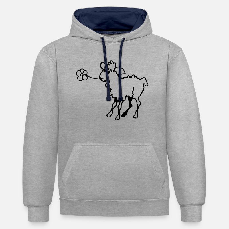 Lamm - Sweat à capuche contrasté - gris chiné/bleu marine