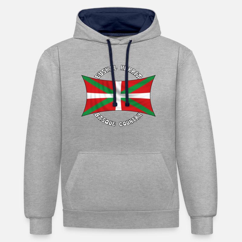 drapeau basque - Sweat à capuche contrasté - gris chiné/bleu marine