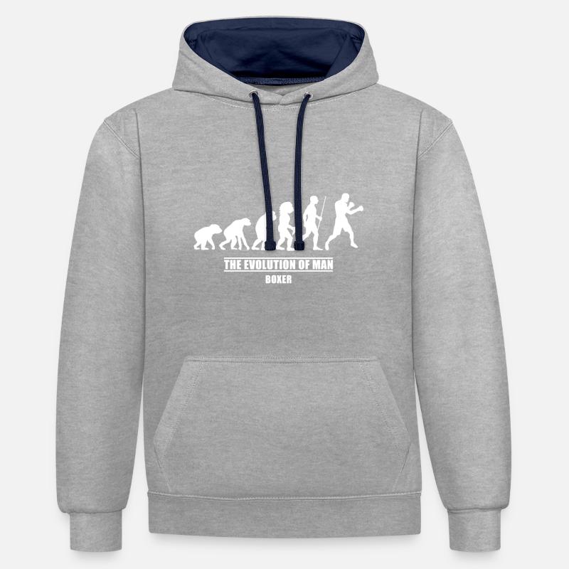 Chemise d'évolution Boxer - Sweat à capuche contrasté - gris chiné/bleu marine