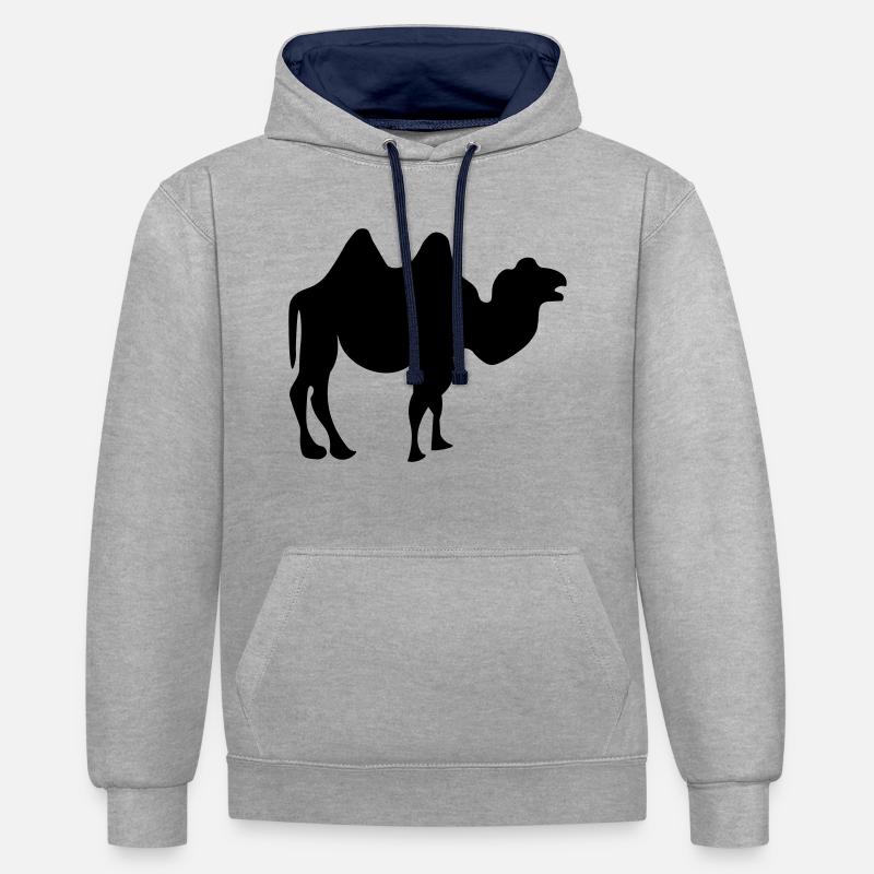 Camel design - Sweat à capuche contrasté - gris chiné/bleu marine
