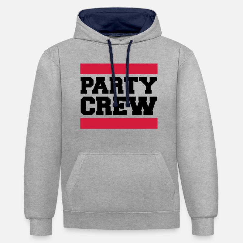 Party Crew Design - Sweat à capuche contrasté - gris chiné/bleu marine