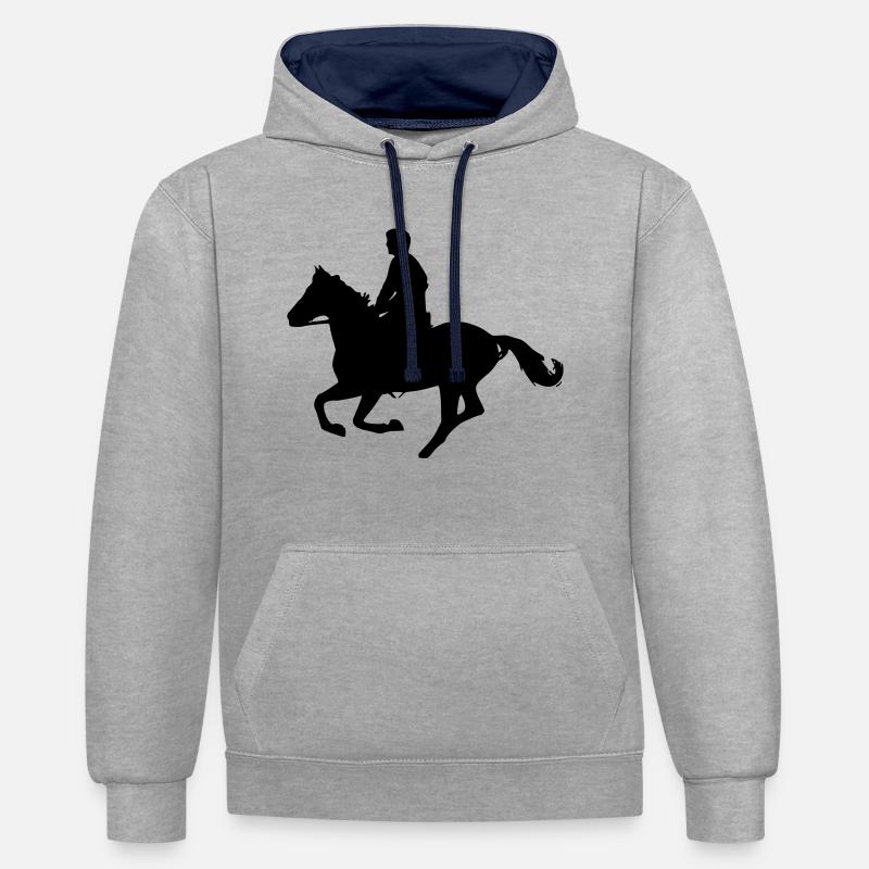 cavalier - Sweat à capuche contrasté - gris chiné/bleu marine