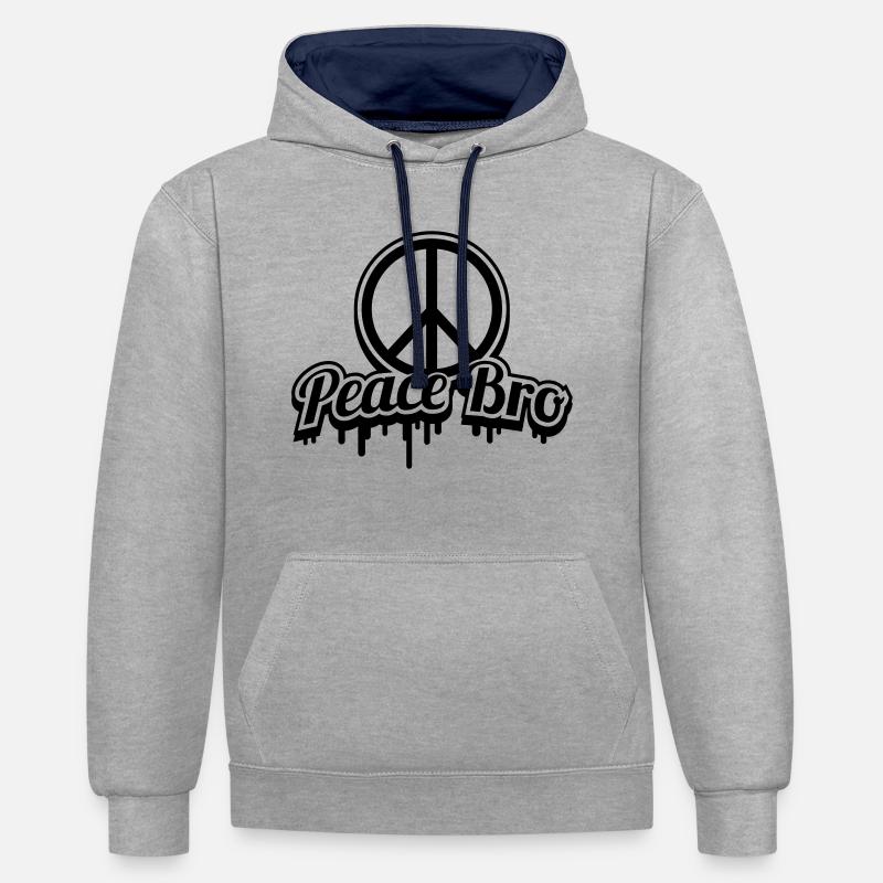 pace_bro_ha1 - Sweat à capuche contrasté - gris chiné/bleu marine