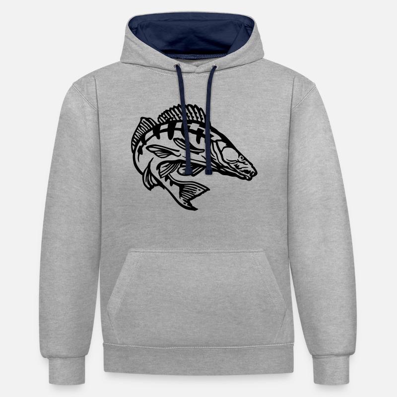 zander_2 - Sweat à capuche contrasté - gris chiné/bleu marine
