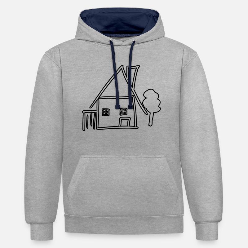maison - Sweat à capuche contrasté - gris chiné/bleu marine