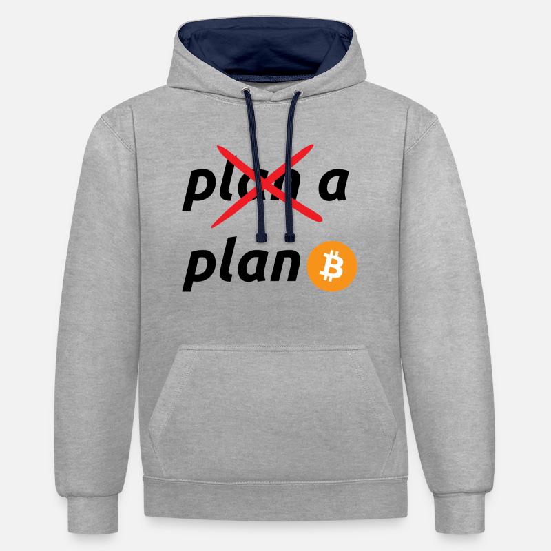 plan b bitcoin - Sweat à capuche contrasté - gris chiné/bleu marine