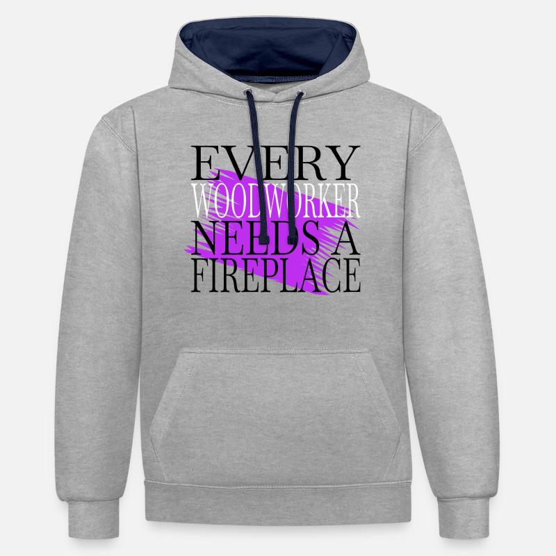 devis bday bûcheron - Sweat à capuche contrasté - gris chiné/bleu marine