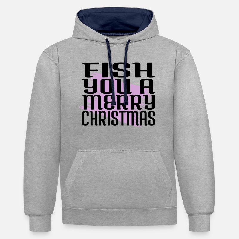 Bodybuilder Bubaprints Couples mignons - Sweat à capuche contrasté - gris chiné/bleu marine