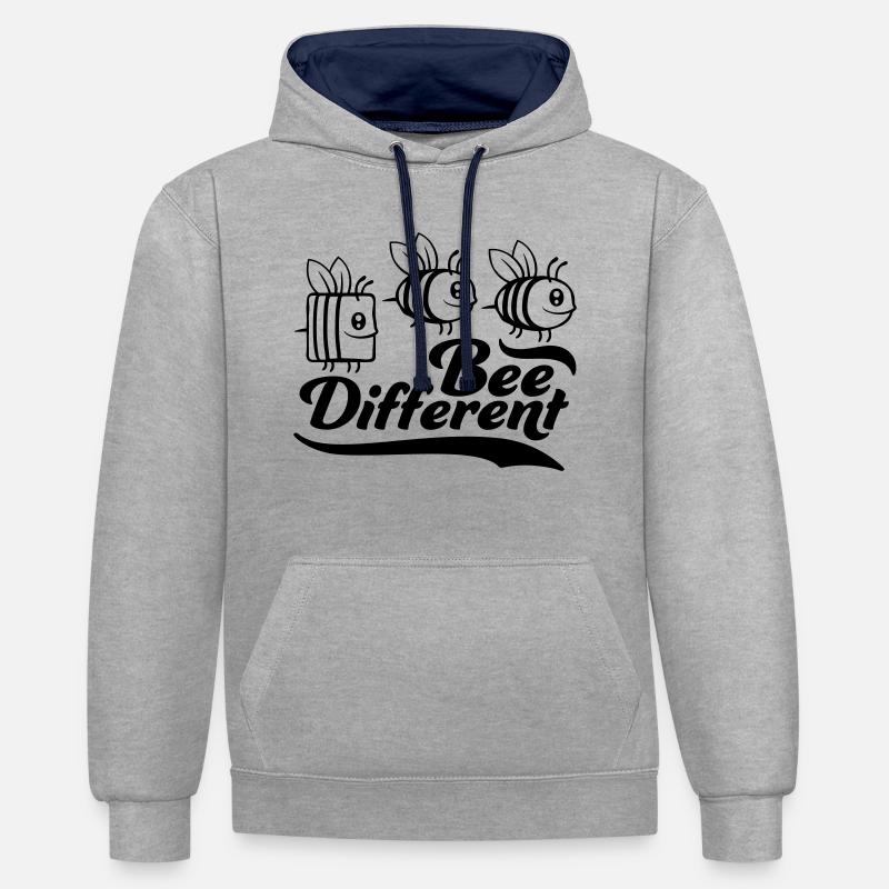 bee different Spruch Zitat - Kontrast-Hoodie - Grau meliert/Navy