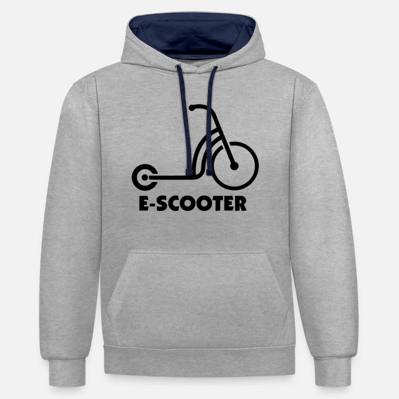 E-Scooter E-Roller Scooter - Kontrast-Hoodie - Grau meliert/Navy