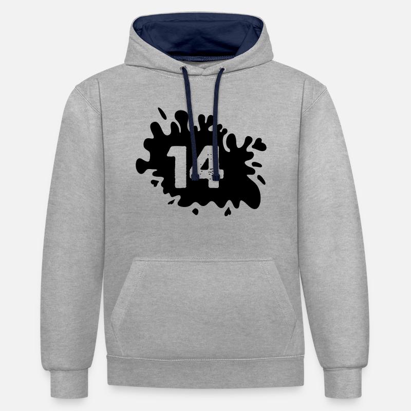Blobs 14 - Sweat à capuche contrasté - gris chiné/bleu marine