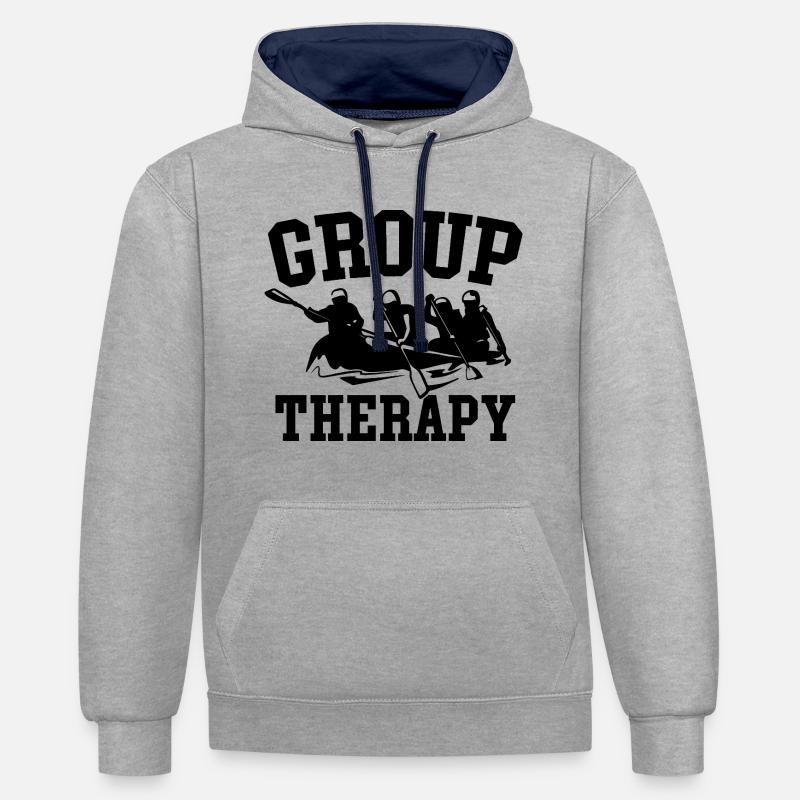 Gruppentherapie Rafting Abenteuer - Kontrast-Hoodie - Grau meliert/Navy