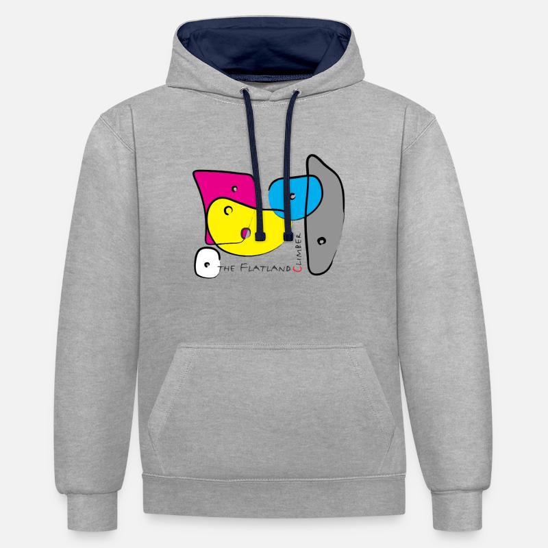 Bouldergriffe Farbe 3 - Kontrast-Hoodie - Grau meliert/Navy