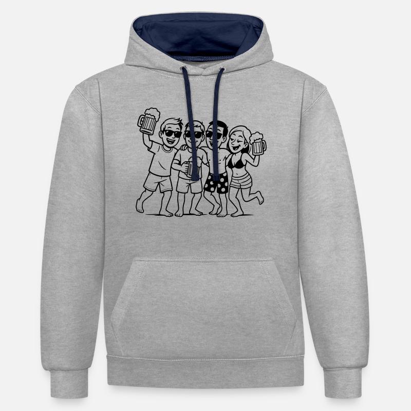 Party Crew Bière Vacances - Sweat à capuche contrasté - gris chiné/bleu marine