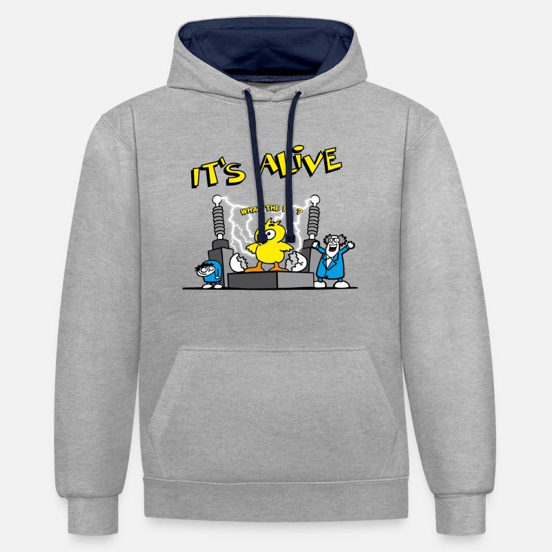 its_alive_chick_b - Sweat à capuche contrasté - gris chiné/bleu marine
