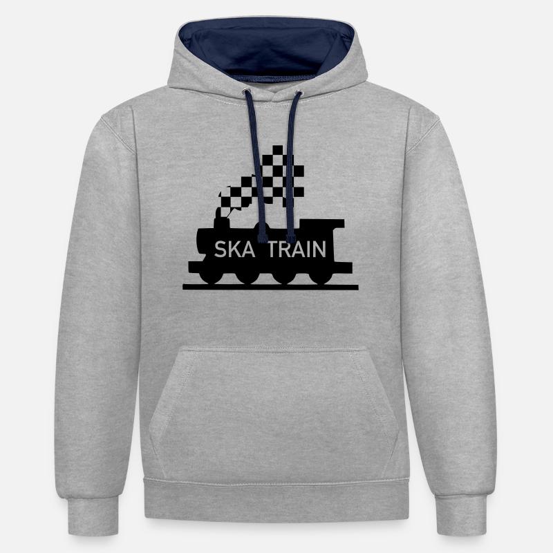 ska train - Sweat à capuche contrasté - gris chiné/bleu marine
