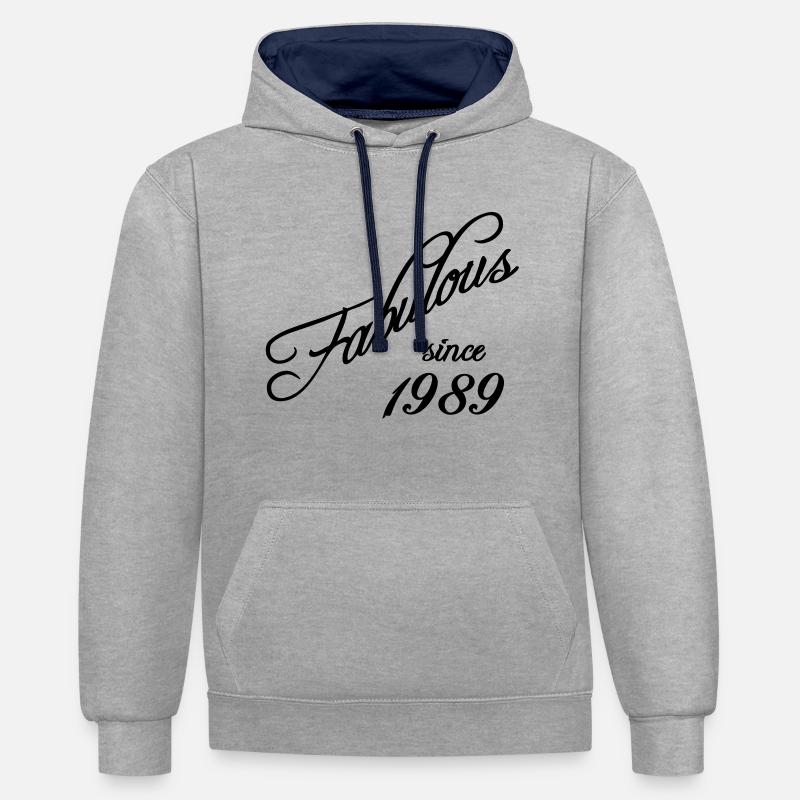 Fabulous since 1989 - Sweat à capuche contrasté - gris chiné/bleu marine