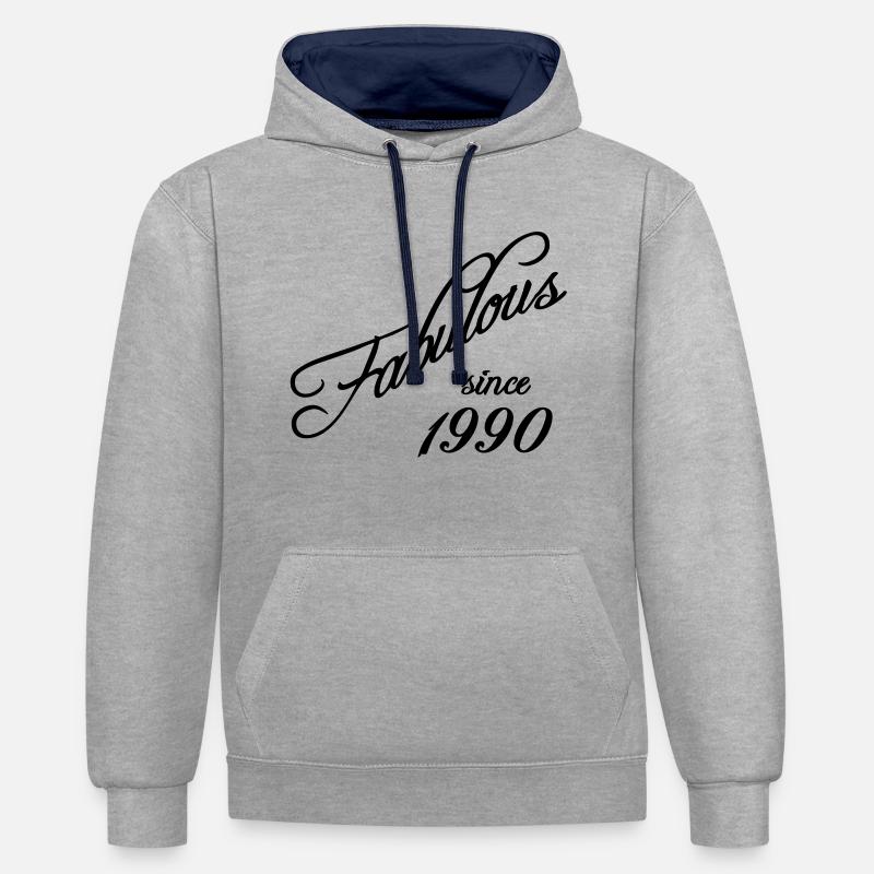 Fabulous since 1990 - Sweat à capuche contrasté - gris chiné/bleu marine