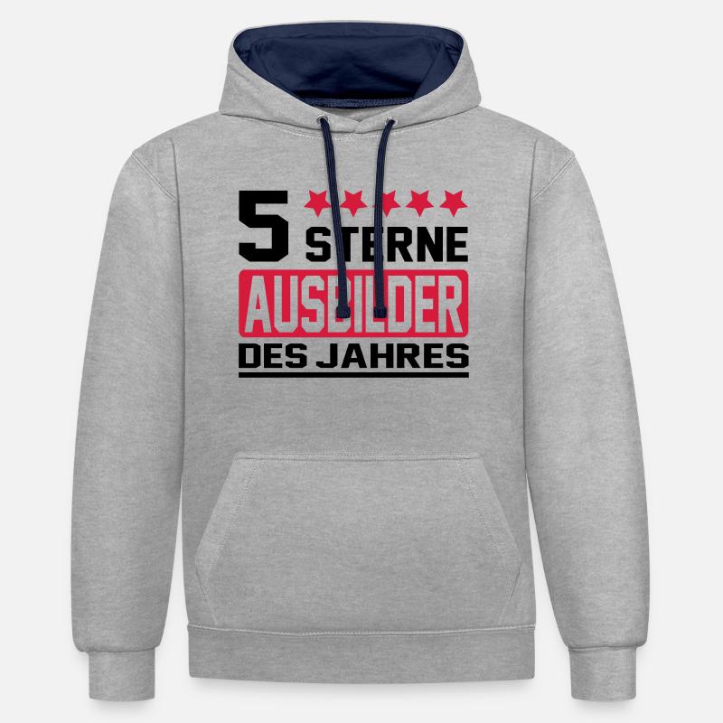 instructor - Sweat à capuche contrasté - gris chiné/bleu marine