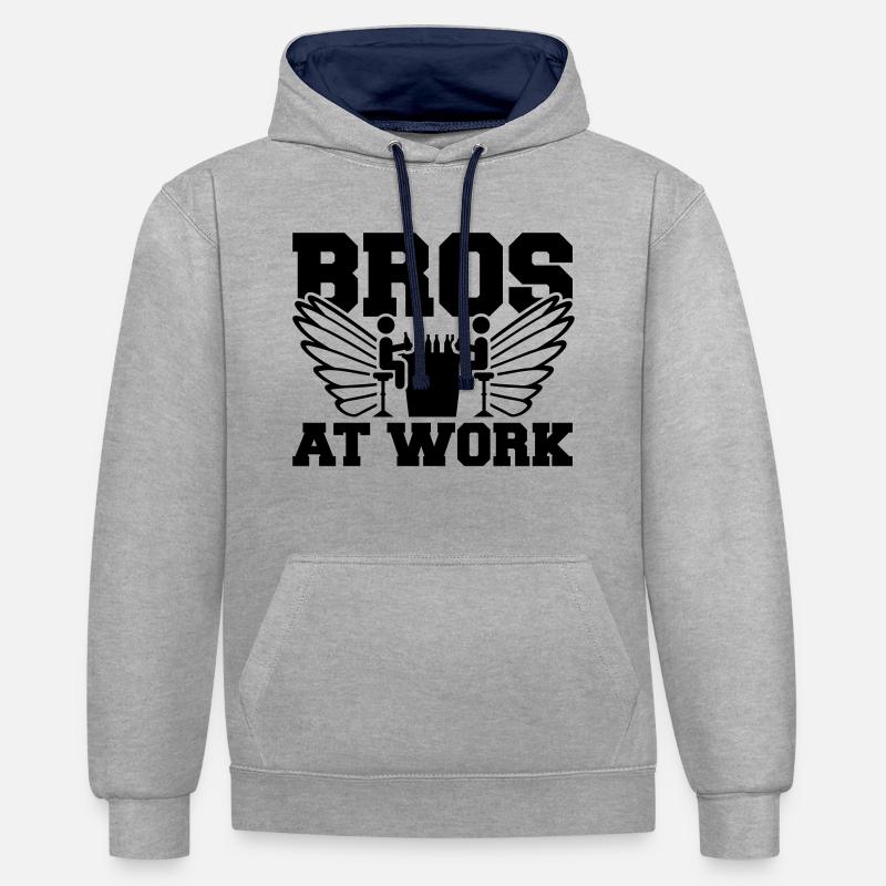 bros_at_work_so1 - Sweat à capuche contrasté - gris chiné/bleu marine
