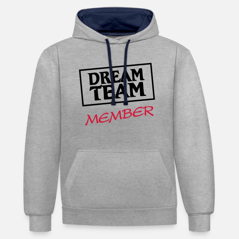 Dream Team Member - Sweat à capuche contrasté - gris chiné/bleu marine
